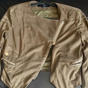 Suede crop green jacket